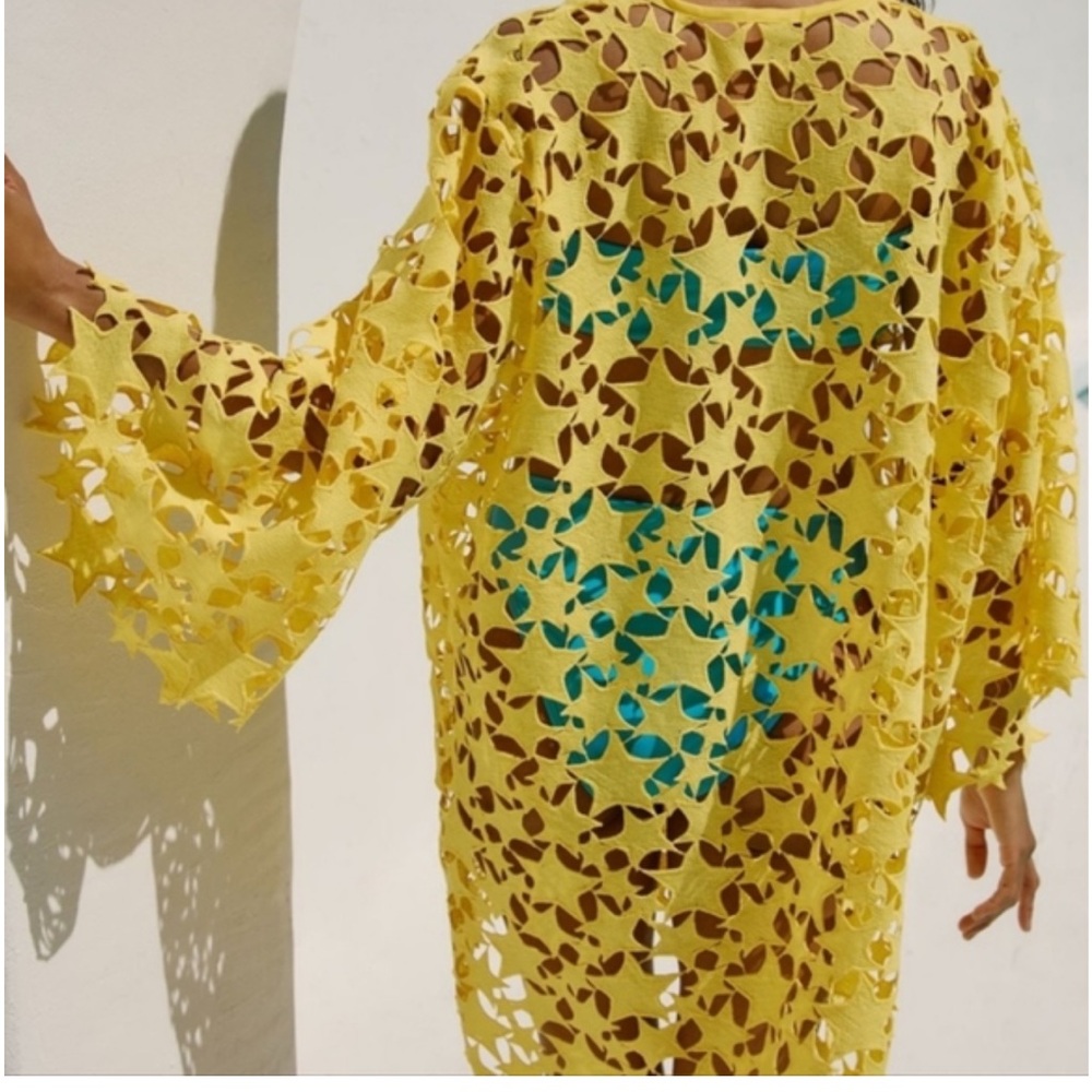 Anthropologie Yellow and Blue Midi Dress - Picture 4 of 4